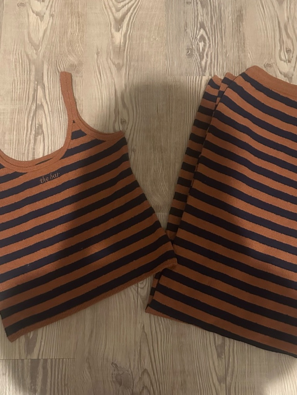 “The Bar” Striped Knit Tank & Pants Set - Rust and Black - Picture 3 of 5